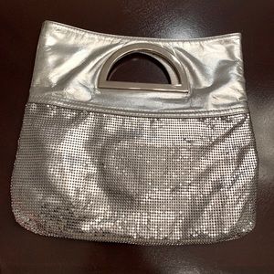 Nine West metallic silver evening cocktail bag
